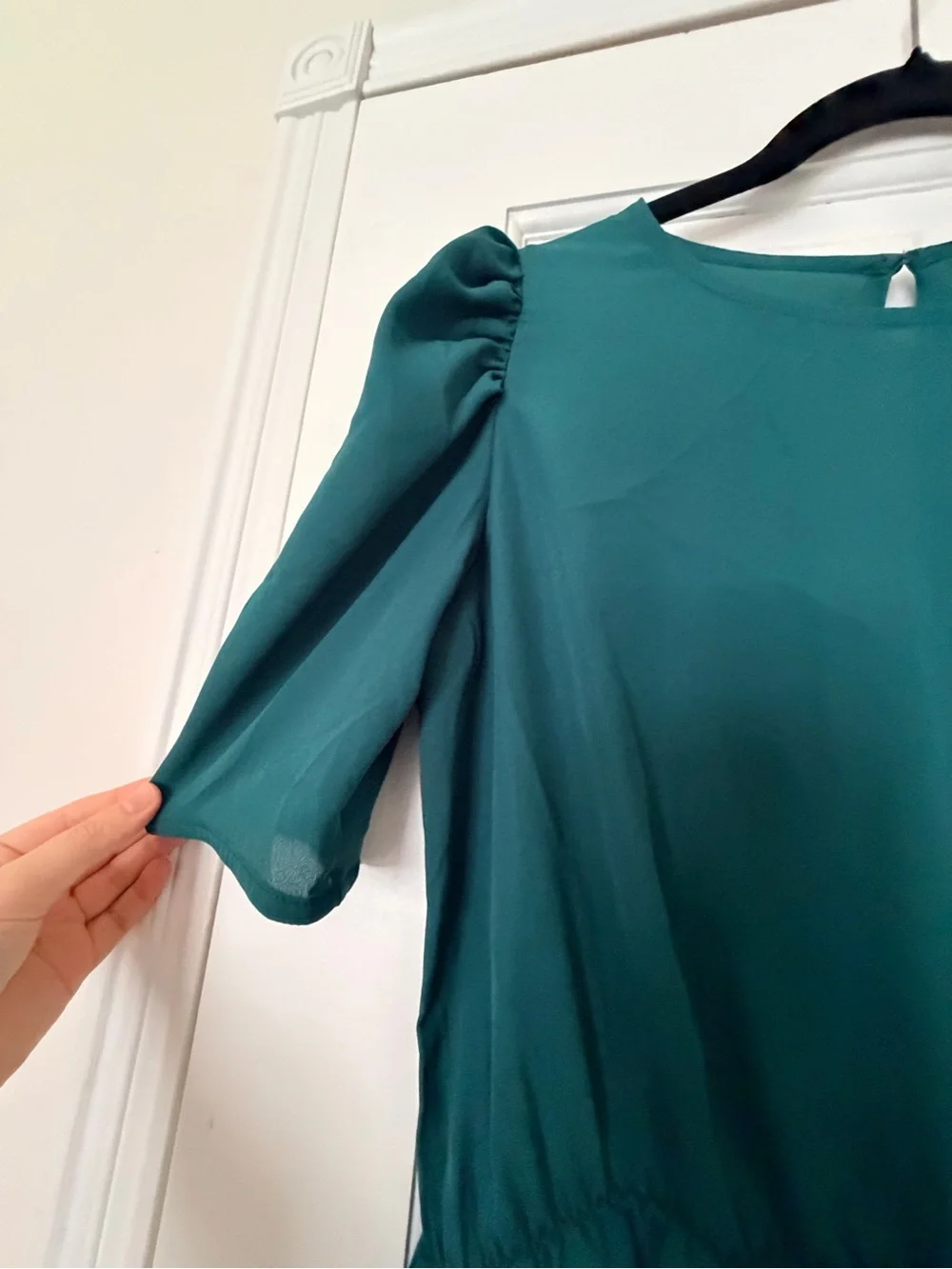 Banana Republic Teal Puff Sleeve Peplum Blouse